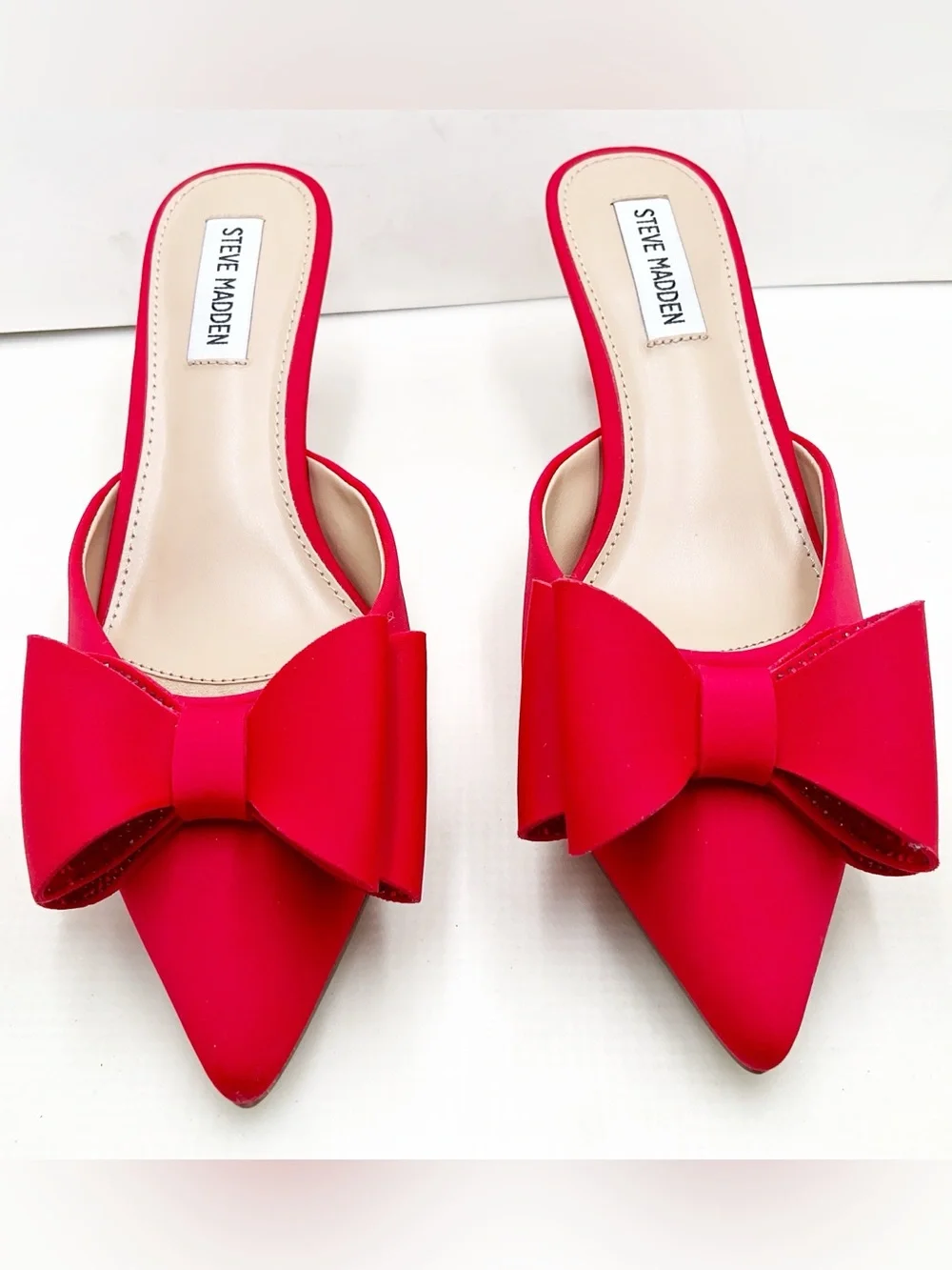 🆕{Steve Madden} Method Red Pointed-Toe Bow Mules - Picture 13 of 16